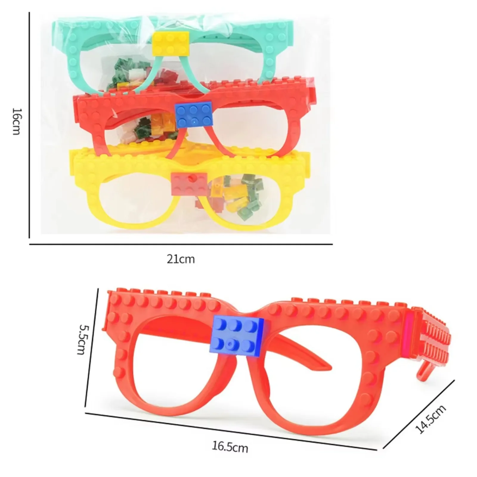 مكعبات بناء نظارات إطار اللوح الأساسي نظارات مقلدة يمكن ارتداؤها DIY لعبة إبداعية ألغاز ملونة جزيئات صغيرة هدية للأطفال