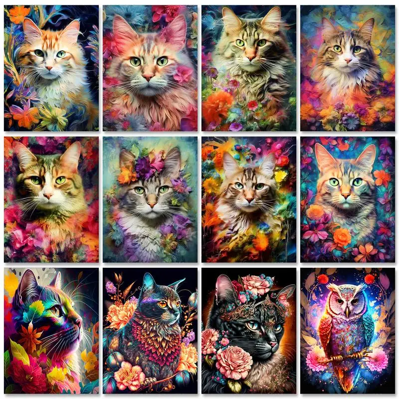 GATYZTORY Acrylic Frame Paint By Numbers For Adults Cat Drawing Coloring By Numbers Animals Handmade Painting For Home Decor