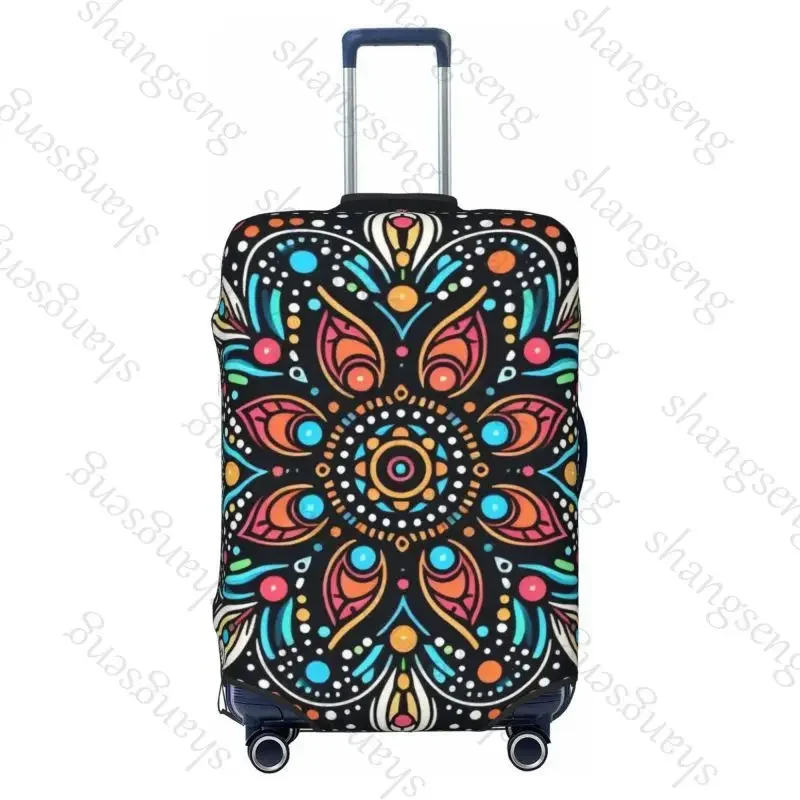 السفر غطاء الأمتعة حقيبة مرنة عربة حامي غطاء الغبار حقيبة حالة هندسية ملونة ماندالا للأمتعة 18-32 " #5