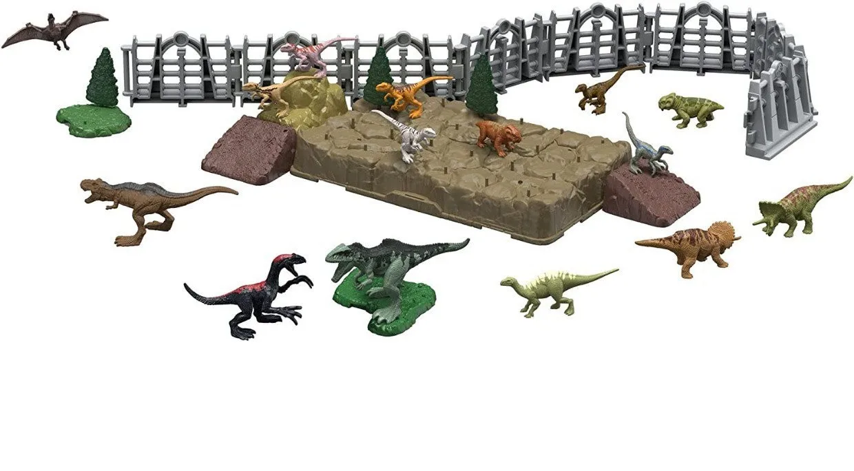 Original Mattel Jurassic World Dinosaur Action Figure Dominion MINIS Anime on-the-go Dinosaur Danger Set Educational Toy for Boy