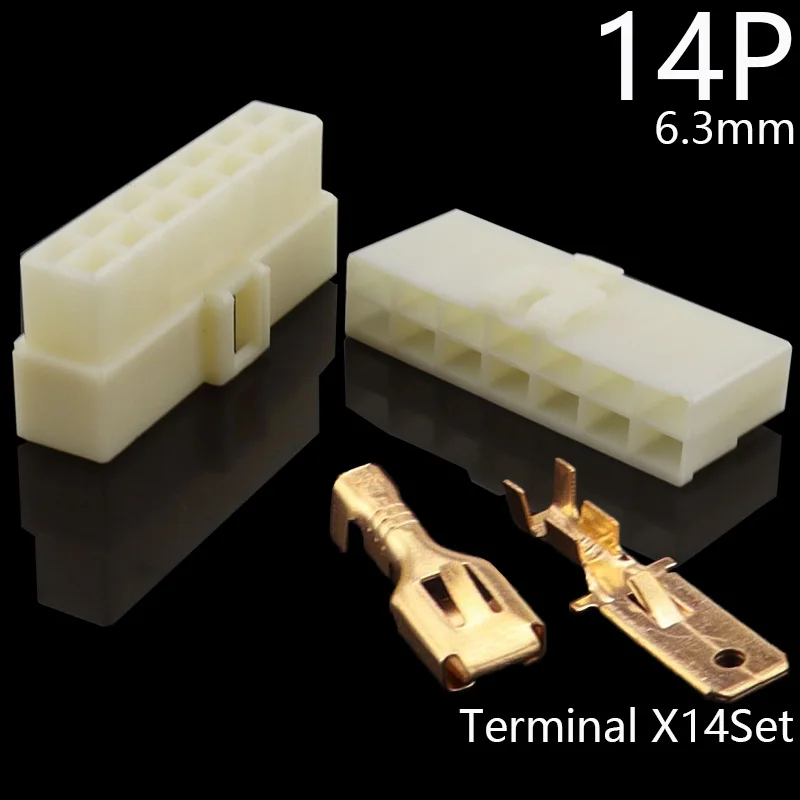 自動車用電気ケーブルコネクタ,オスとメス,6.3mm,1/2/3/4/6/8/12/14ピン,6.3