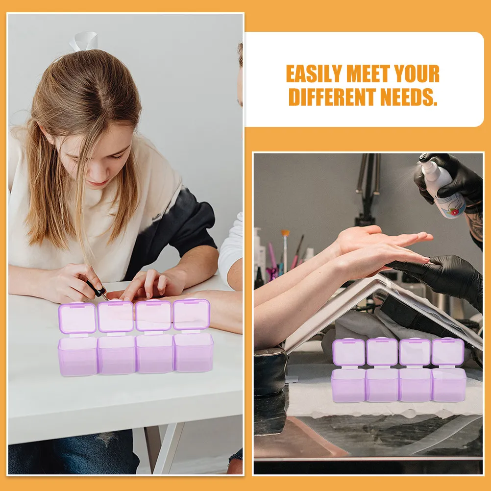 

4Pcs Nail Charm Organizer Box Small Compact 28 Grid Storage Case for Nail Art Supplies Beads Gems Organizer Bead Storage