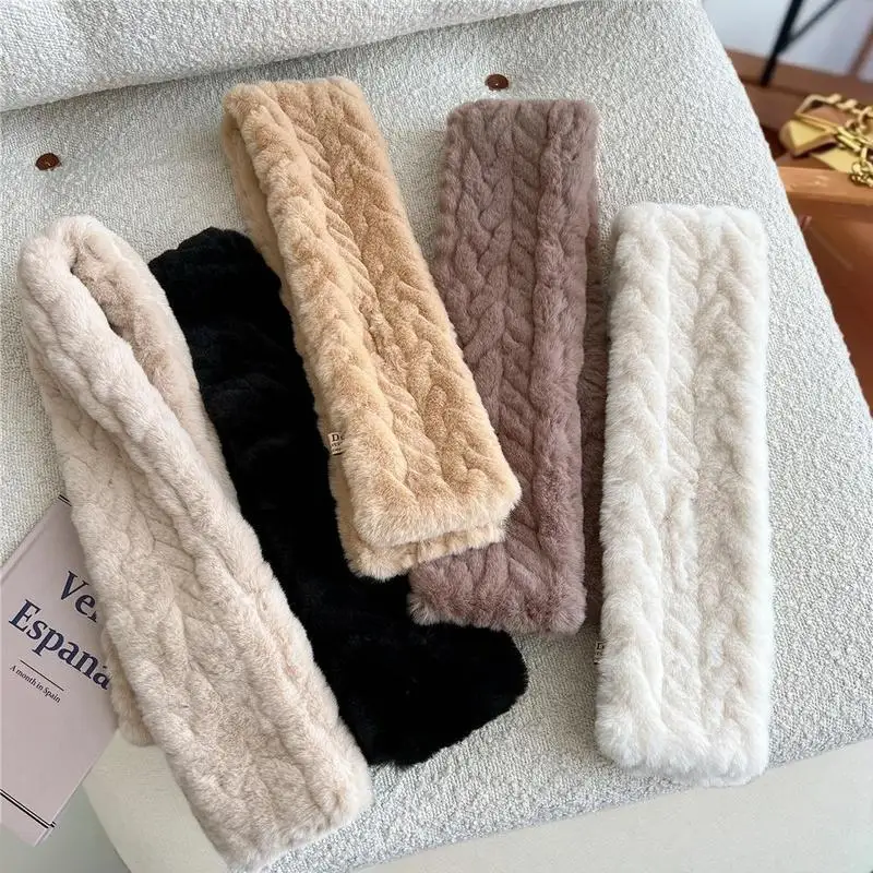 Neue Nachahmung Rex Kaninchen Fell Kreuz Schal Winddicht Coldproof Hals Kragen Dick Warm Halten Gestrickte Halstuch Frauen