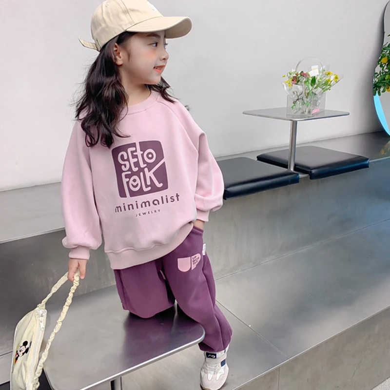 2024 Spring and Autumn New Leisure Sets for children Girls' Hoodie Set Children's Leisure Set Small Girls' Elegant Two piece Set