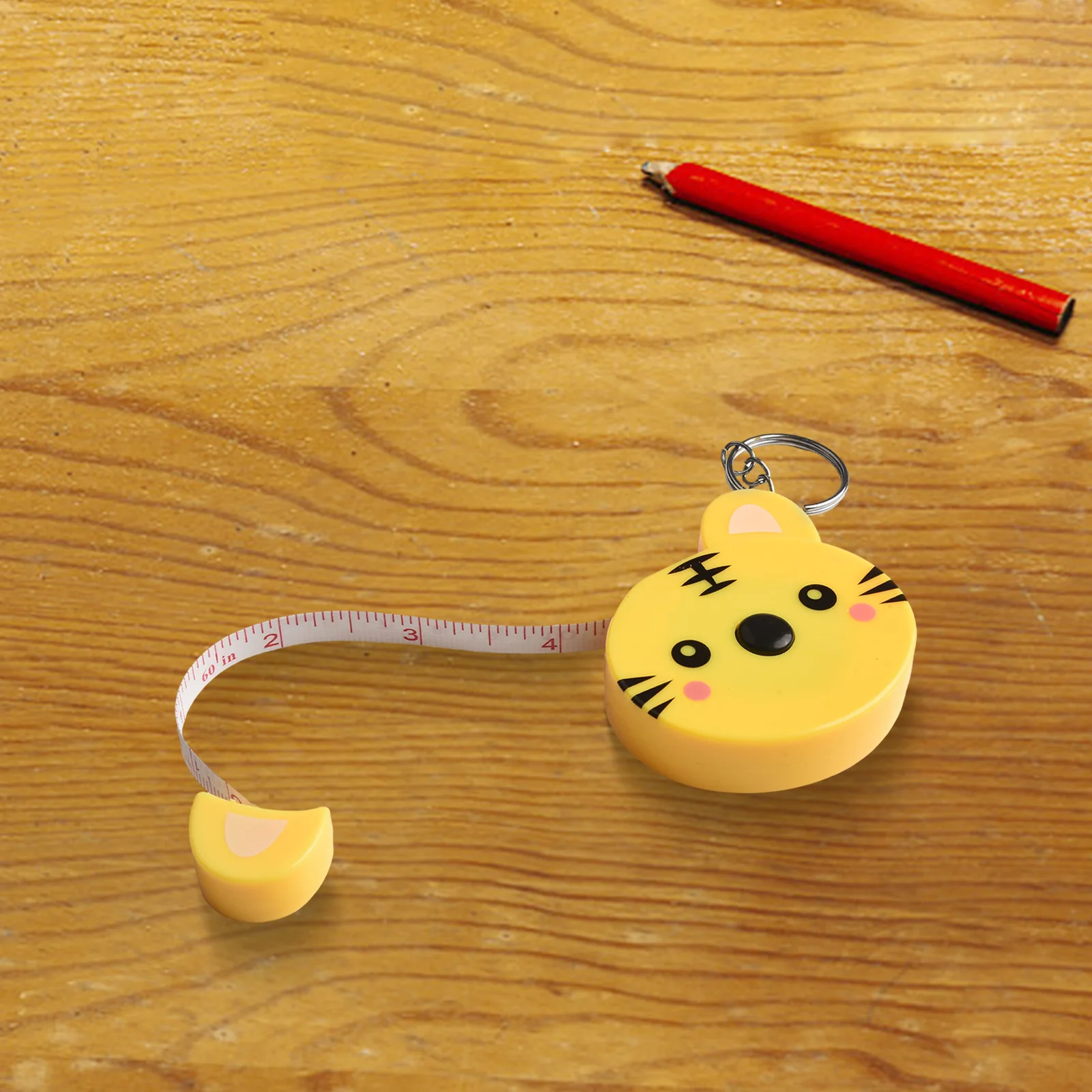 4PCS Cartoon Tape Measure Mini Animal 0-150cm 0-60Inch Key Ring Toddler Tape Measure Automatic Metric Imperial Measuring Tools