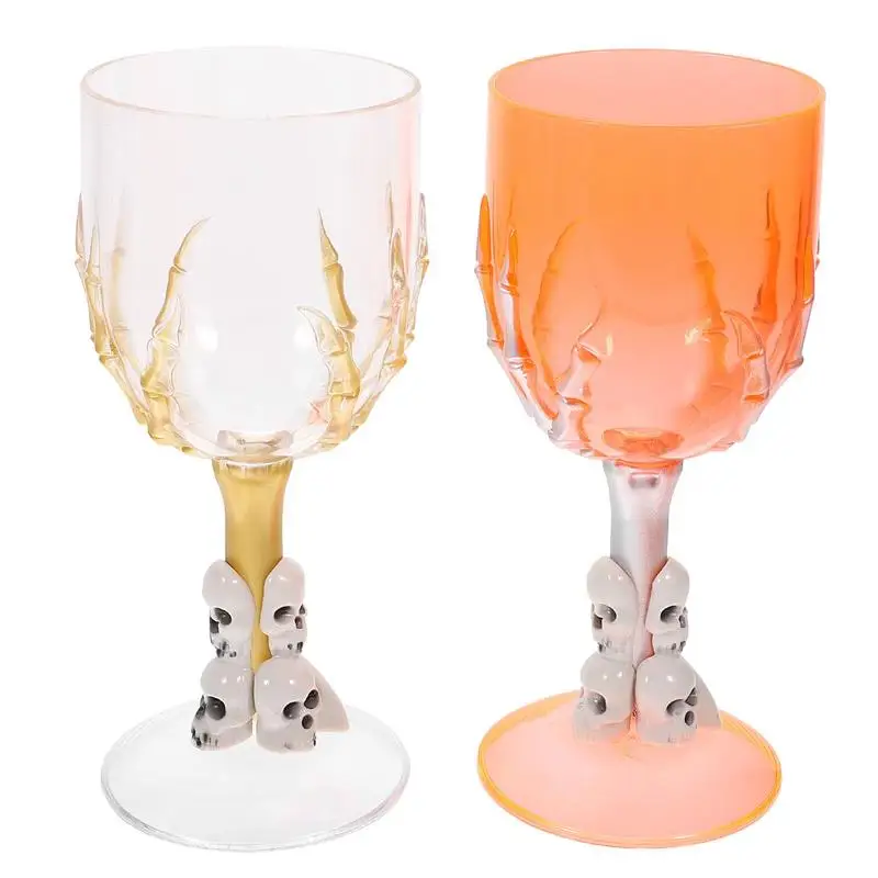 2 buah Halloween plastik Piala tengkorak cakar dekorasi plastik Piala Prop untuk Bar KTV toko (tidak Luminance pola, warna acak)