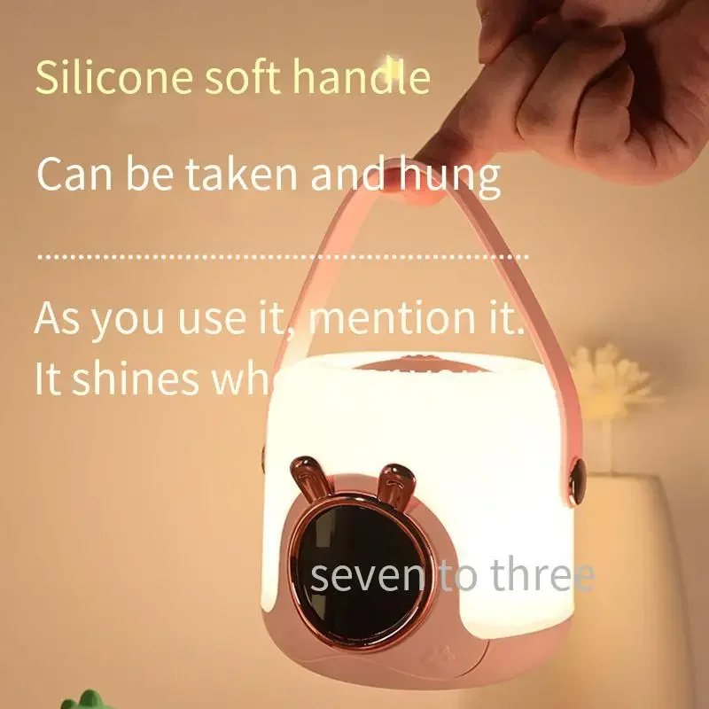 Cute Pet Portable Lamp SmartRemote ControlUSB Charging Digital Display Clock Eye Protection Night PortableClock Small Night Lamp