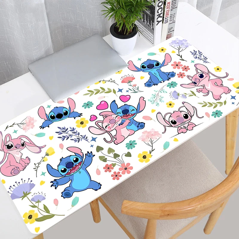 

Mouse Pad Kawaii Stitch Extended Desk Mat PC Anime Flower Keyboard Pad Laptop Gaming Accessories Mousepad HD Print XXL Mouse Mat