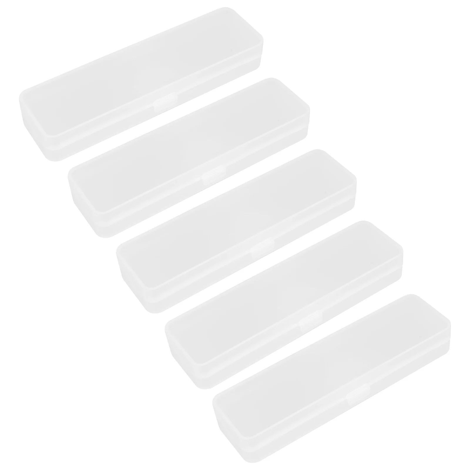 

5pcs Plastic Stationery Holder Oblong Design Pencil Storage Box Durable Compact Storage Pencil Holder Box Container