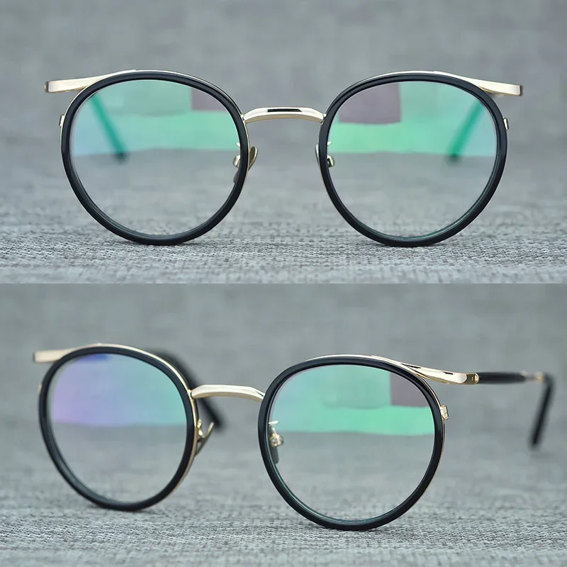 Monturas de Gafas redondas Retro hechas a mano, Gafas de miopía ultraligeras de titanio japonés para mujer, Gafas graduadas