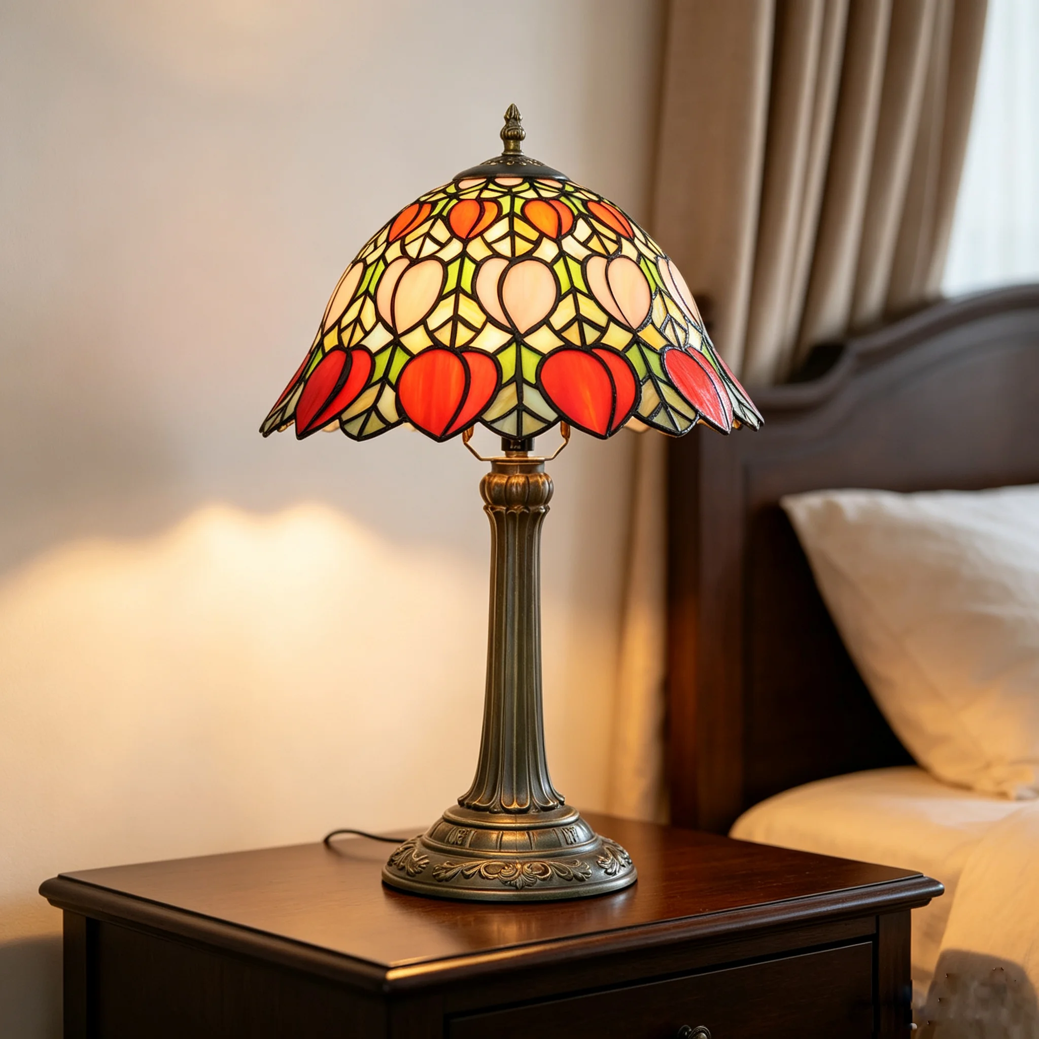 Tiffany Stained Glass Table Lamp Bedroom Bedside Reading Desk Light for  Home Office Retro 12