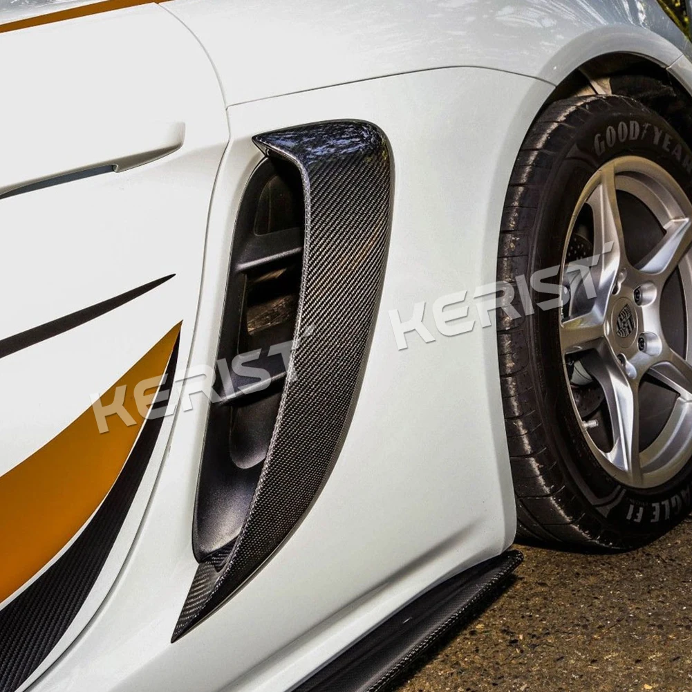 Real Carbon Fiber Side Vents Side Air Intakes Vents  Fit For Porsche 718 Boxster Cayman 2016-2018 GT4 Style