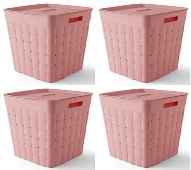 

Large Wide Weave Stacking Bin, Pink, 4/Case