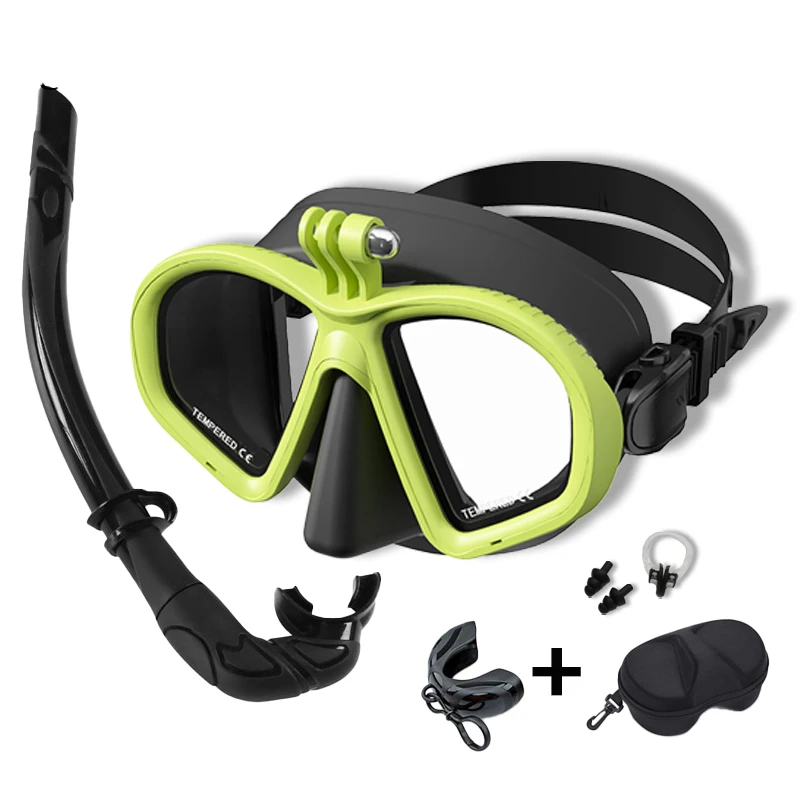 

【Go-Pro Mount】Low Volume Diving Mask J-type Wet Go-pro MountTempered Glass Freedive Mask Diving Mask Snorkel Set 프리다이빙