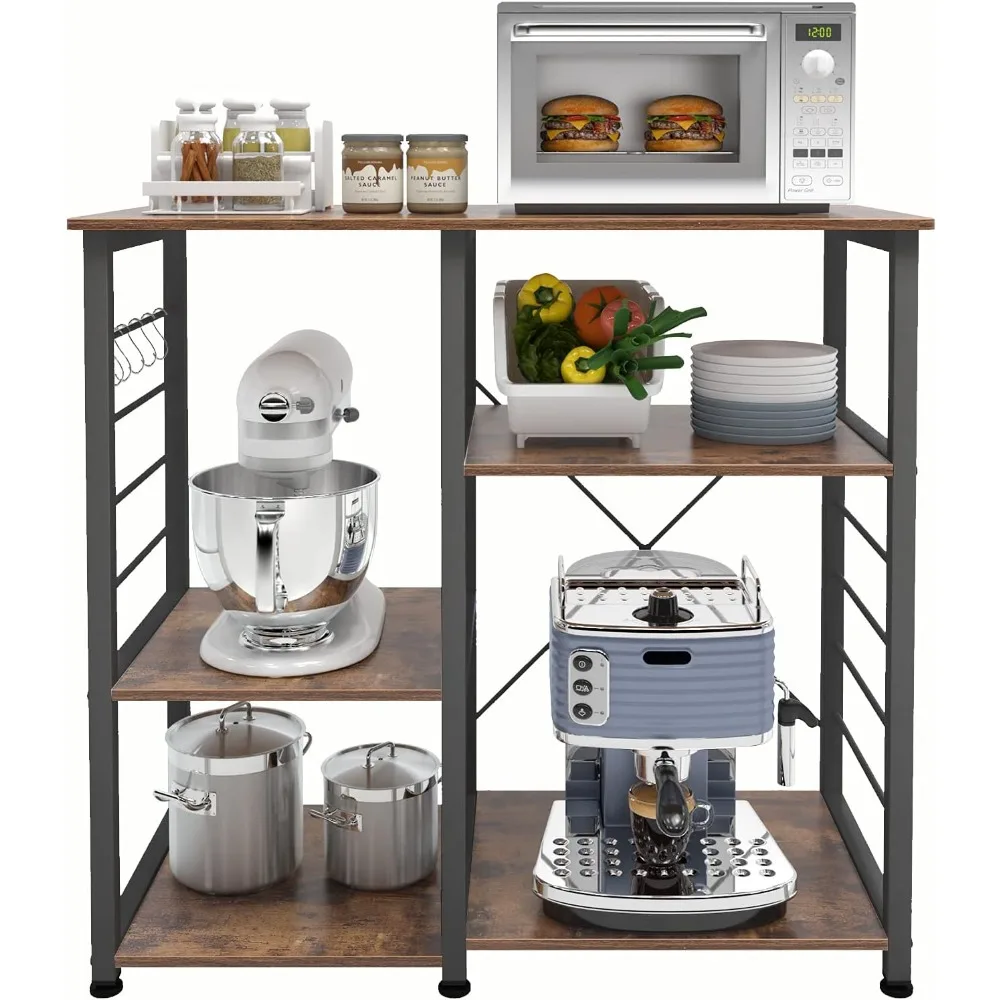 

Подставка для тележки для микроволновой печи 35,4 дюйма, кухонная полка для пекаря, полка для хранения, подставка для микроволновой печи, 3 уровня x 3 уровня для специй