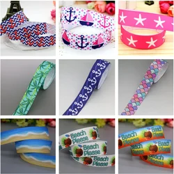 DHK 7/8'' 5yards Navy Anchor Sea Boat Printed Grosgrain Ribbon Accessory Hairbow Headwear Decoration DIY Wholesale OEM C1976