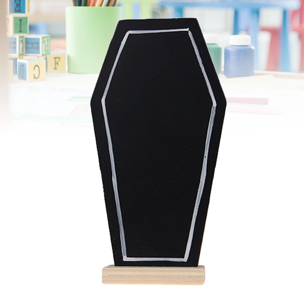 

Creative Tombstone Shape Mini Blackboard Decorative Message Board Wood Base Stand Upright Lightweight For Home Party Bar Decor