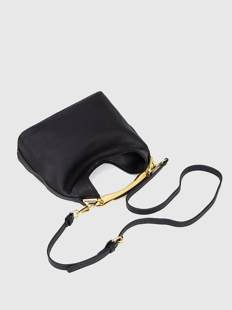 Модная женская сумка с металлической ручкой в корейском стиле, черная мягкая полиэстеровая подкладка, сумки-ведра с застежкой-молнией, сумки через плечо