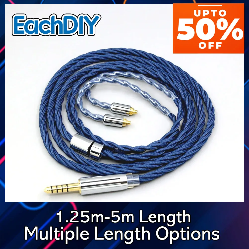 Cabo do fone de ouvido para Sennheiser, 99% prata pura OCC, liga do grafeno, manga completa, ie200, ie300, ie600, IE900, LN008619