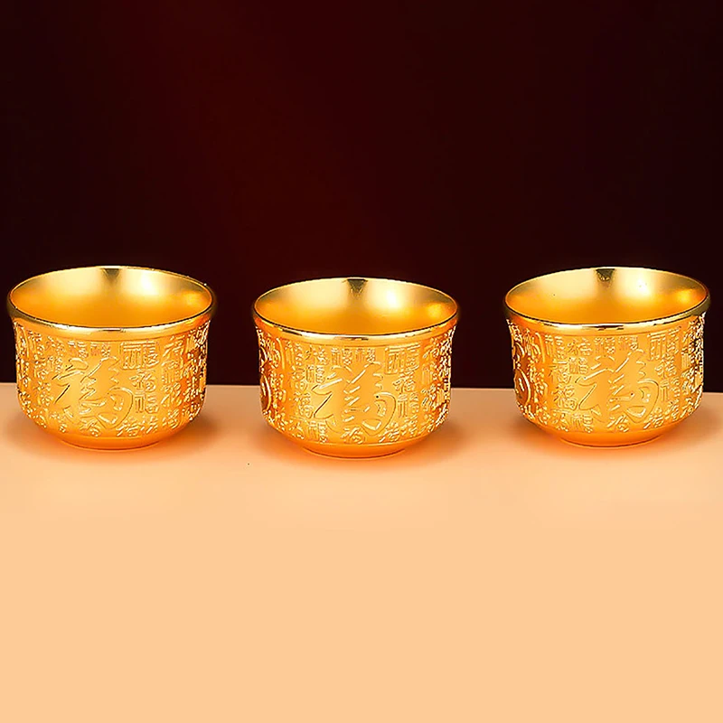 Nuevo tazón de latón para servir, taza, Ritual chino, oferta budista, tazón de agua, contenedor de té de agua con templo de adoración tibetano de latón 2024