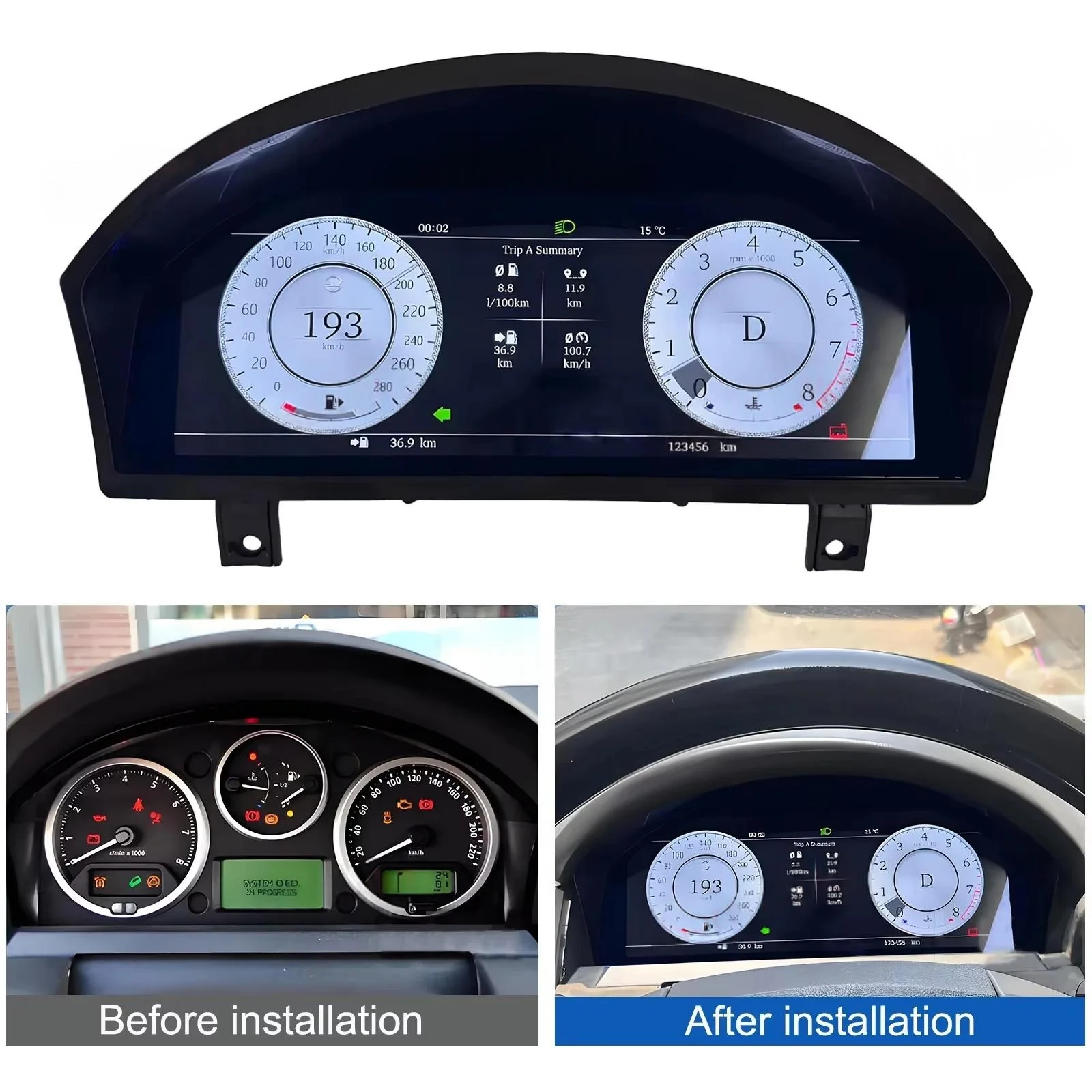 AFY Für Land Rover Discovery 3 4 5 2005~2016 LCD-Armaturenbrett Instrumentenanzeige Geschwindigkeitsmesser Virtuelles LCD-Instrumentencluster Cockpit