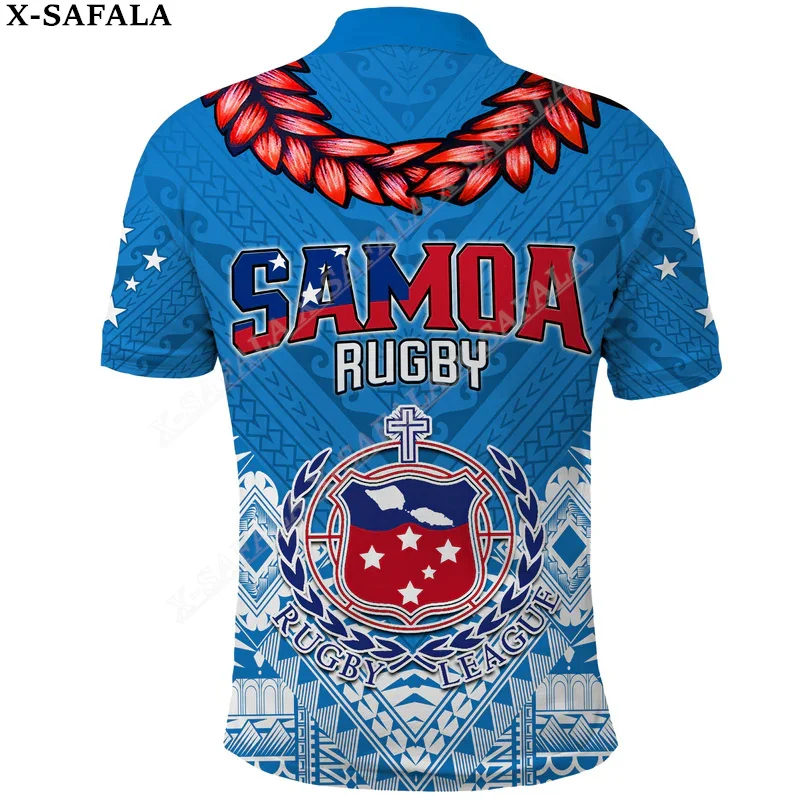 Samoa Polynesian Lauhala Rugby Flag 3D Print Polo Shirt Mens Collar Short Sleeve Streetwear Casual Top New Summer Shirt-6