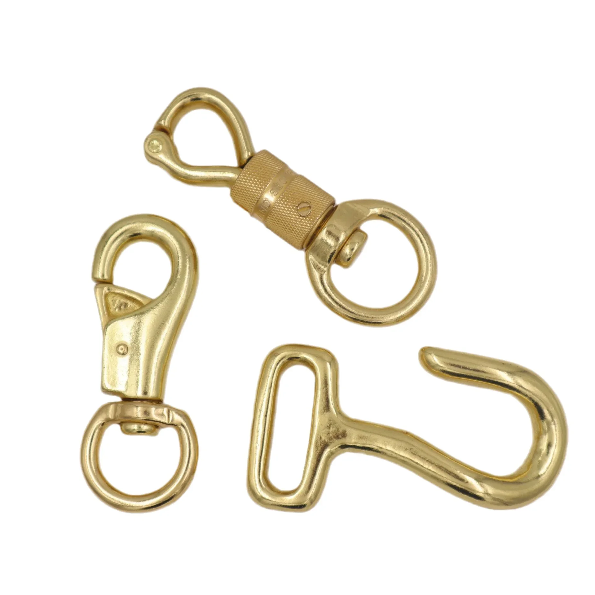 1piece Solid Brass Snap Hook Heavy Duty Swivel Eye Clasps for Large Dog Pet Leashes Horse Gear Safety Catch Buckle High Quality - view 5