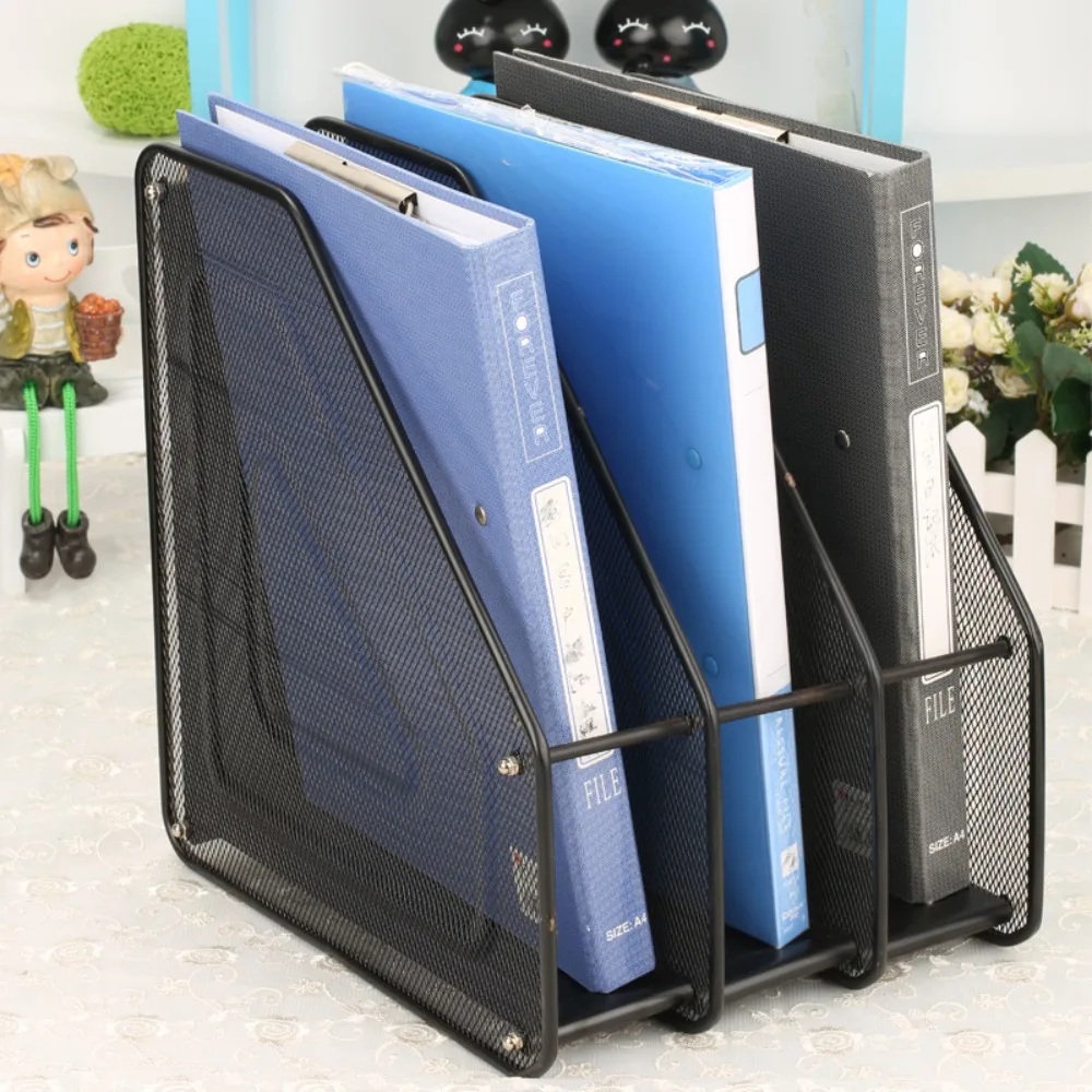 

Wire Mesh Metal File Rack Data Rack Stationery Organizer Standing Desktop File Folder Desk Shelf Stable Base File Storage Box