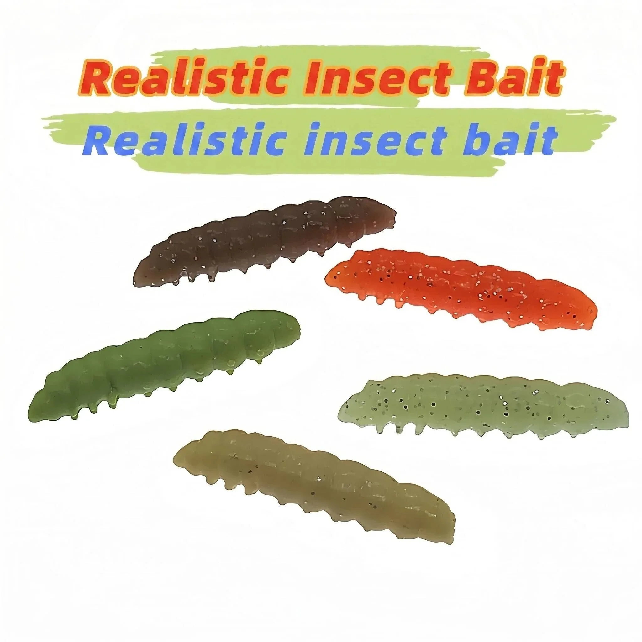 Worm Soft Fishing Lure 4cm 1.1g Silicone Larva Artificial Bait for Freshwater Bass Trout
