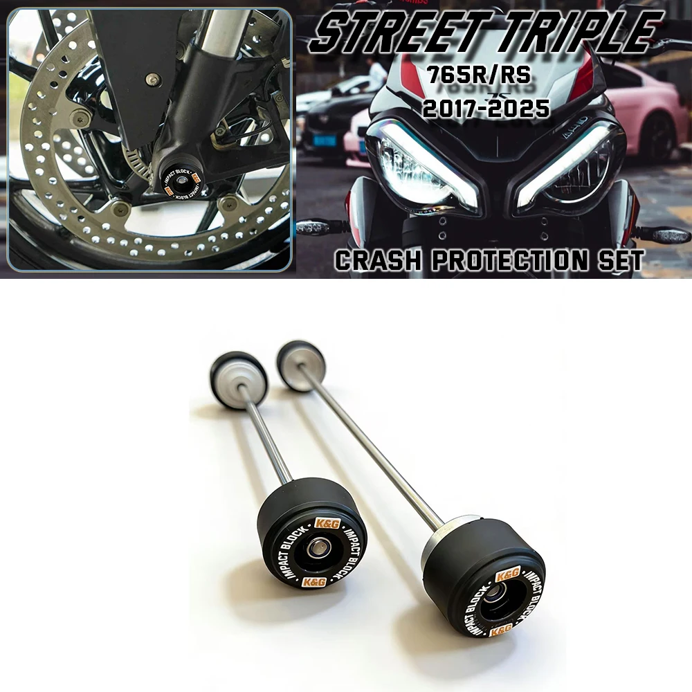 

For Triumph Street Triple R 765 RS 2017-2025 Moto Rear Front Axle Fork Crash Slider Motorcycle Wheel Protector 765RS