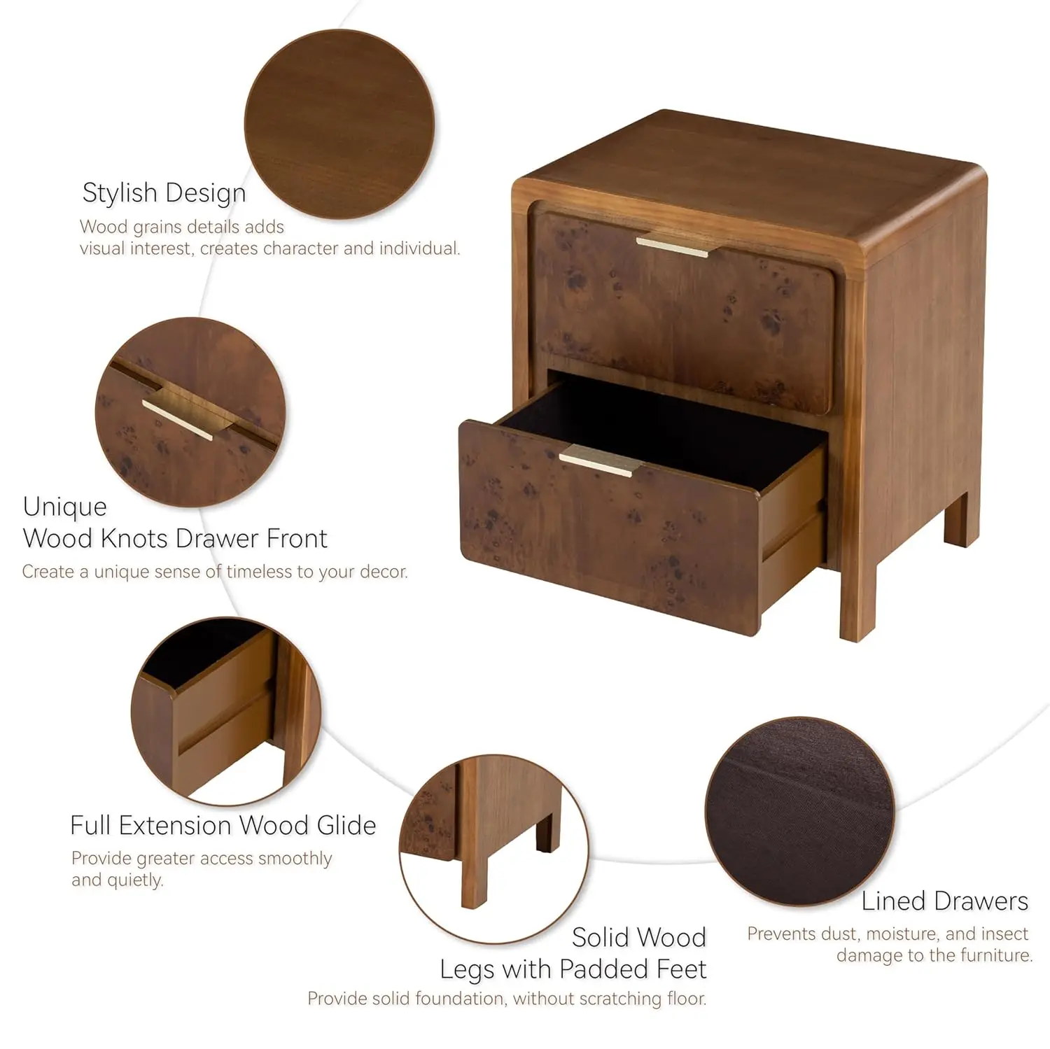Distressed Farmhouse Nightstand Set 4