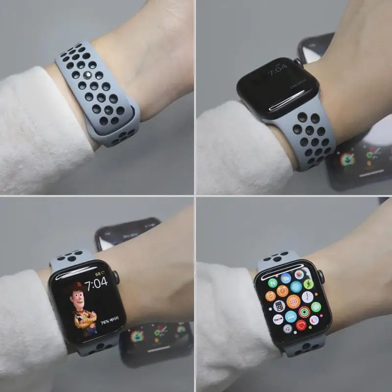 Sport watch strap For Apple Watch Bands Ultra 49mm 44mm 45mm 38/40mm 41mm 46mm Silicone Bracelet iWatch Series 10 8 7 6 5 3 9 SE