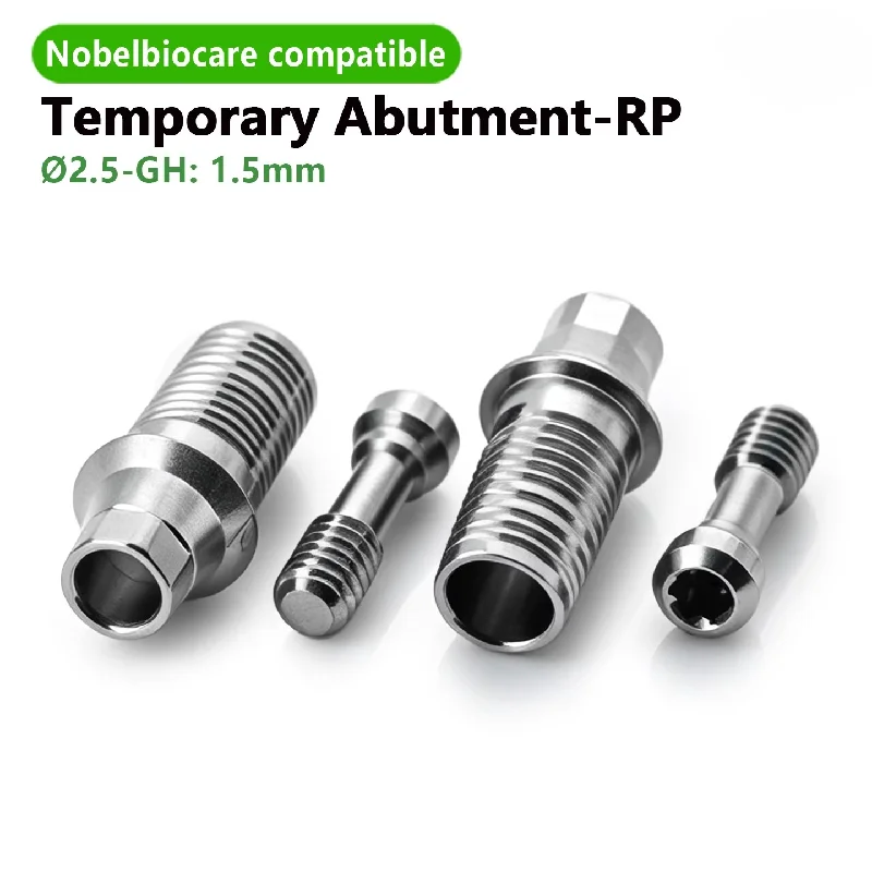 Dental Parts Nobel Biocare Compatible Temporary Abutment Ti Base NP RP 1.5mm with Screw for CAD/CAM Screw Retained Prosthesis