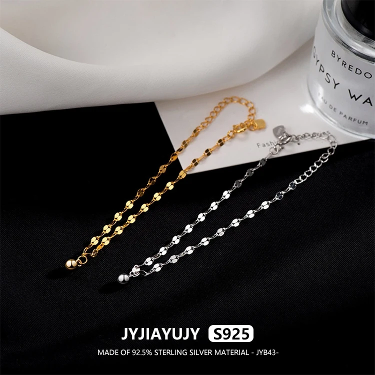 

JYJIAYUJY 100% Whole Original Sterling Silver S925 16+3cm Bracelet In Stock 4MM Ball Fashion Woman Jewelry Gift Daily JYB43
