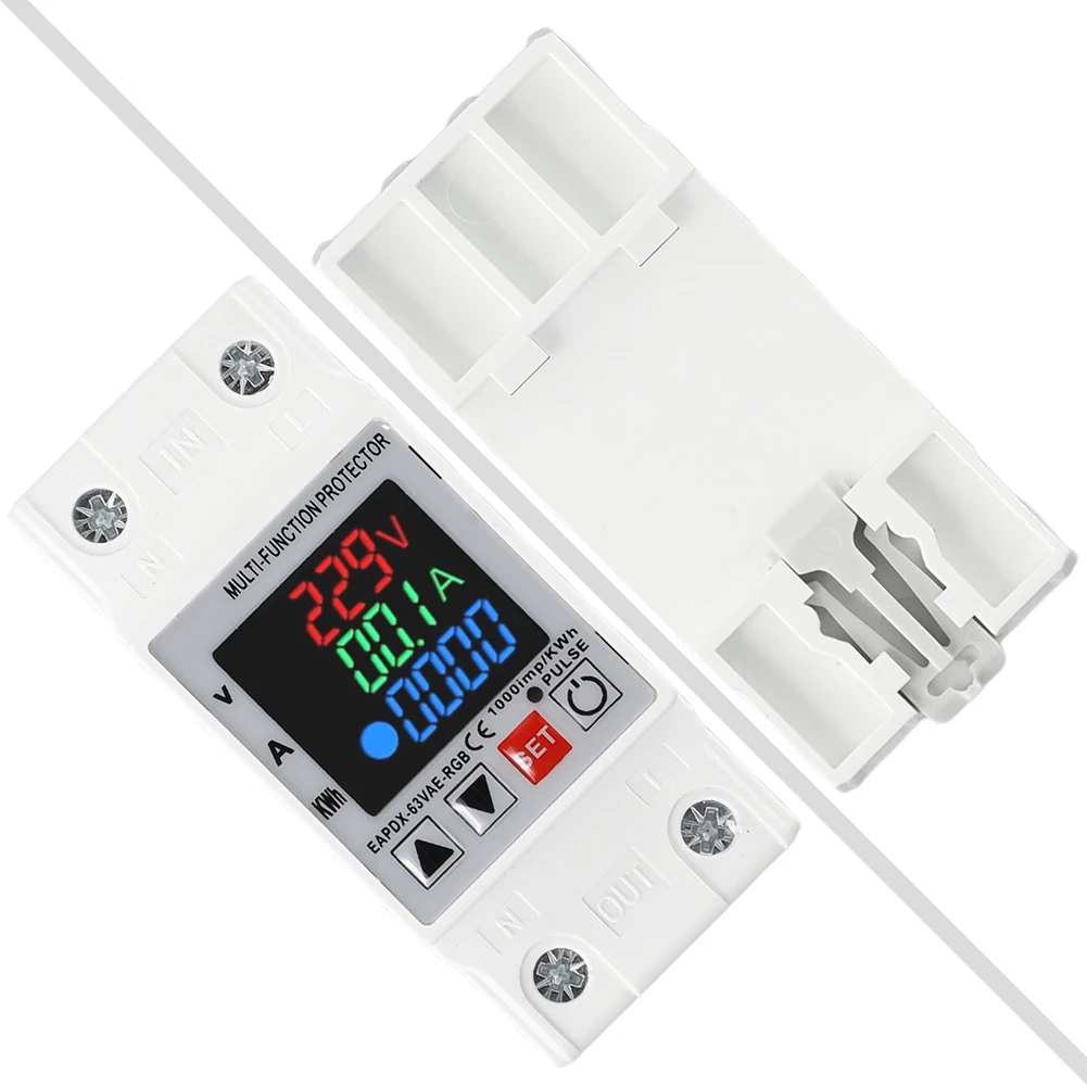 3IN1 Display Protector Relay for Efficient Electrical Management Adjustable Over Voltage/Current Settings up to 63A at 230V