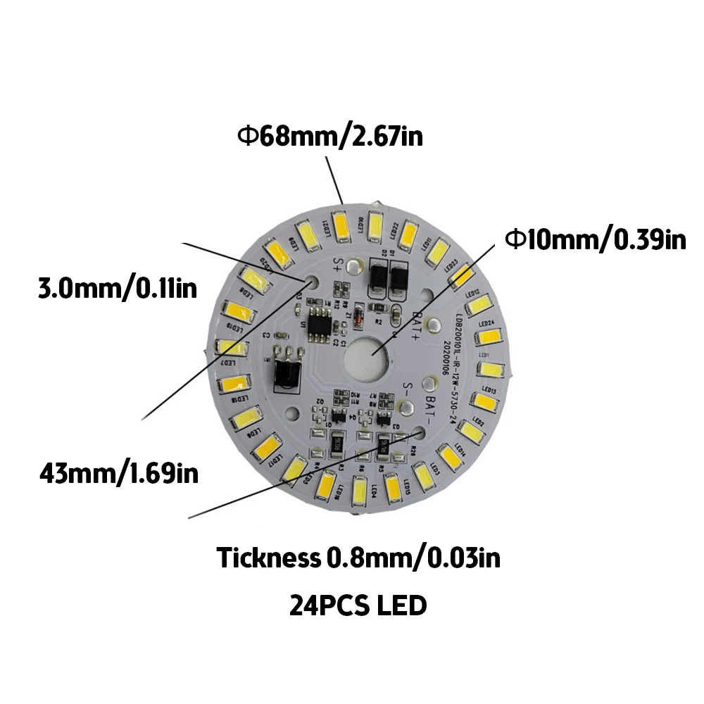 Solar Light Circuit Board Ceiling Light Replacement Led Module 3.2V 3.7V 12W Led Panel Light Board Dimmable Remote Control