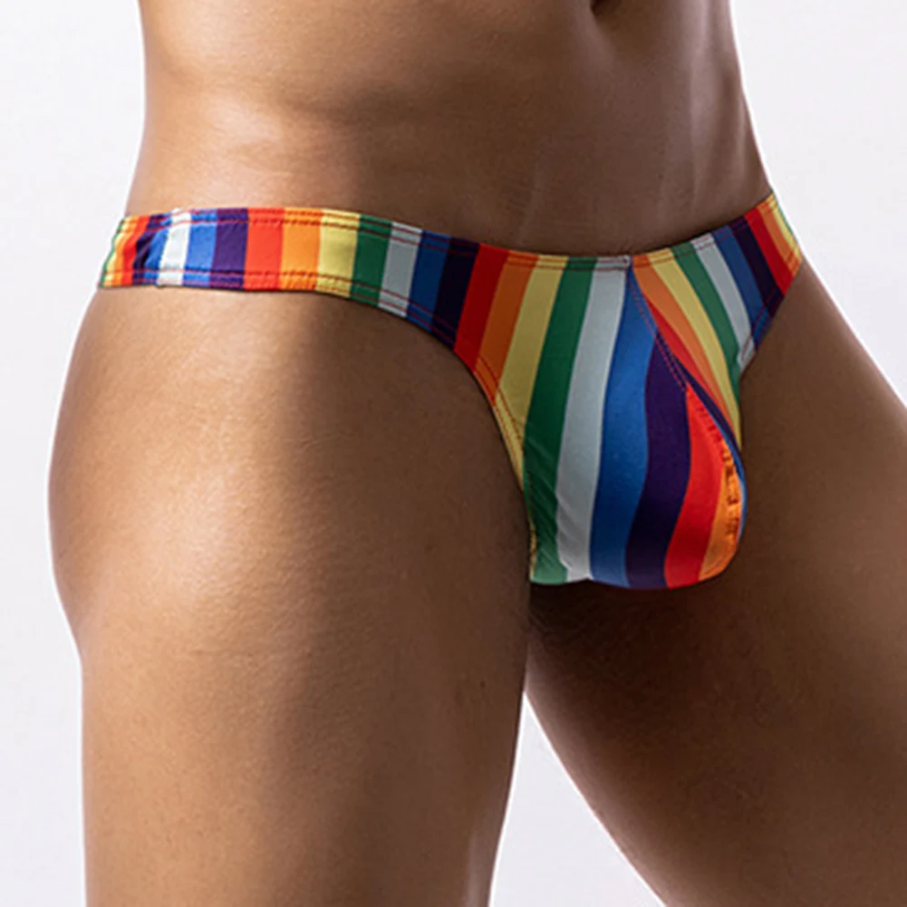 Tanga Sexy de tiro bajo para hombre, Bikini de corte alto, ropa interior lisa sin costuras, súper Mini calzoncillos de baño