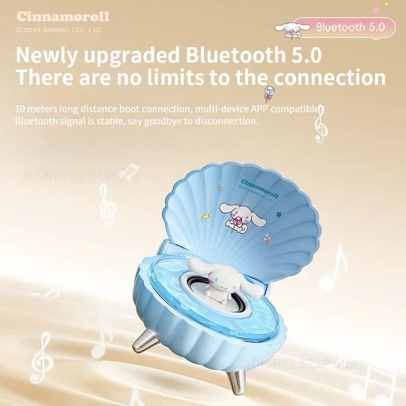 Sanrio K39 Kuromi Bluetooth Speakers Kawaii Cinnamoroll Shell Series Wireless Portable Night Light Speakers Anime Girl Gifts