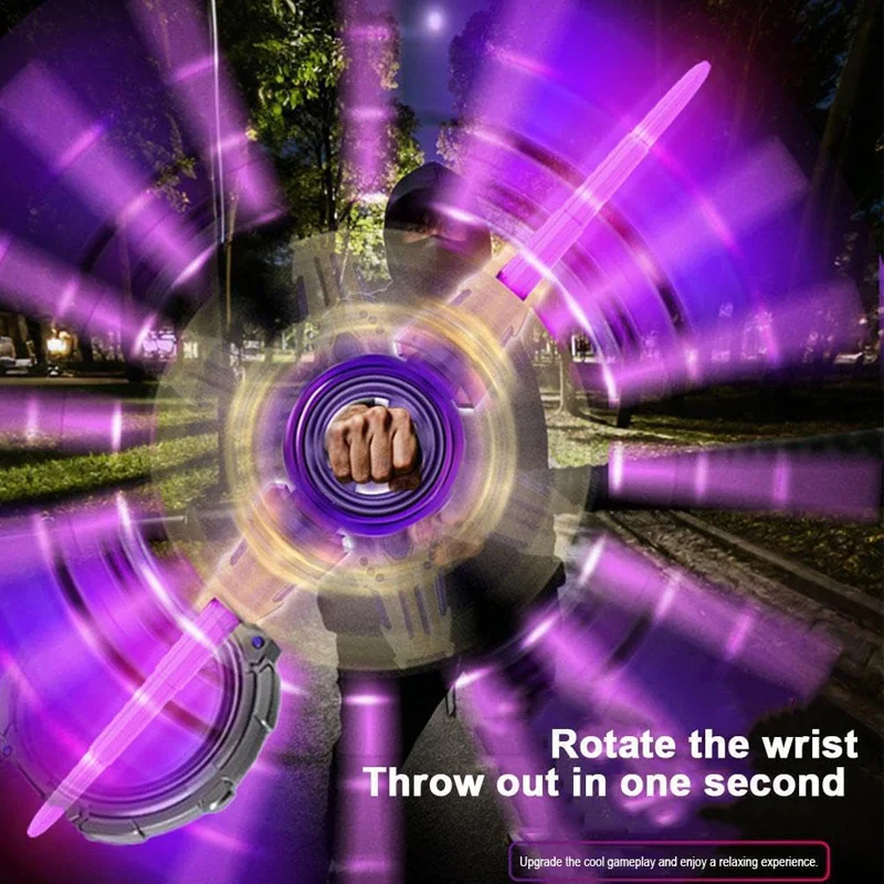 Juguete al aire libre espada giratoria brillante Flash multicolor luz LED brillo espada de Cosplay juguete fiesta familia juguete interactivo para niños adultos