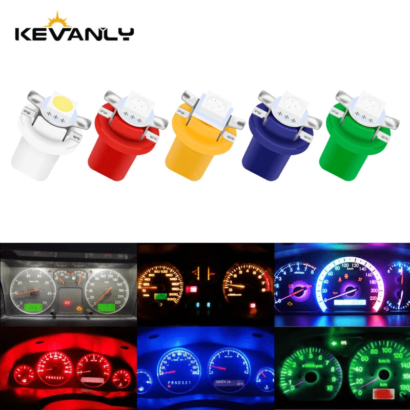 

10pcs B8.5D 1smd LED 5050 Gauge LED Indicator Bulbs Dashboard Side Interior Dash Lights T5 B8.5D 1SMD Car Accessories 5Colors