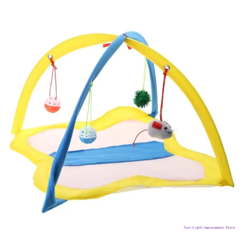 

C63E Foldable Cats Tent with Color Bells Ball Rabbit Play Chaseing Hide Tent Indoor for Game Exercising Hideing Training Toy