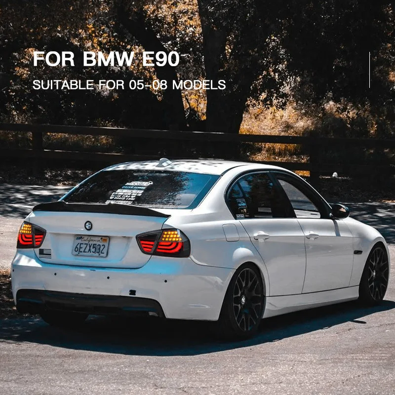 2 قطعة مجموعة مصابيح خلفية LED تلقائية لسيارات BMW E90 2005-2008 أضواء خلفية LED التوصيل والتشغيل مع مصابيح خلفية للجري LED
