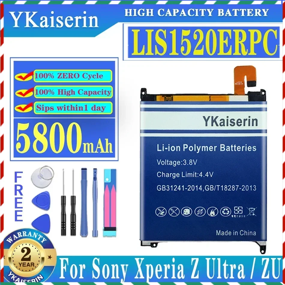 

YKaiserin For SONY LIS1520ERPC 5800mAh Battery For SONY XL39h Xperia Z Ultra C6802 Togari L4 ZU C6833 High Quality Battery