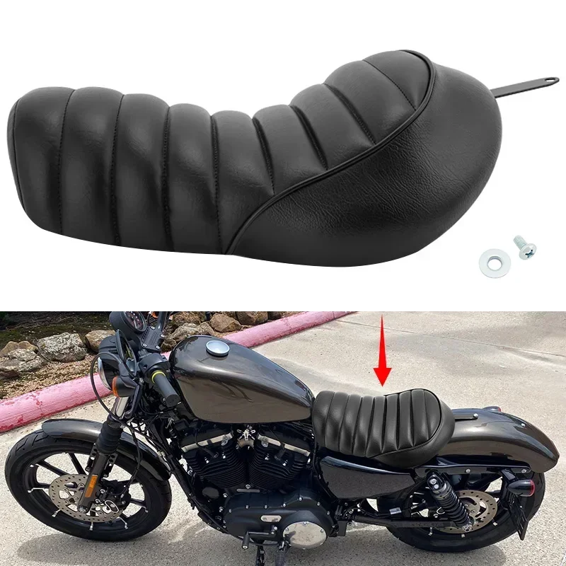 

Motorcycle Black Front Driver Solo Seat PU Leather For Harley Sportster Iron Forty Eight XL 883 1200 Roadster Custom 2016-up