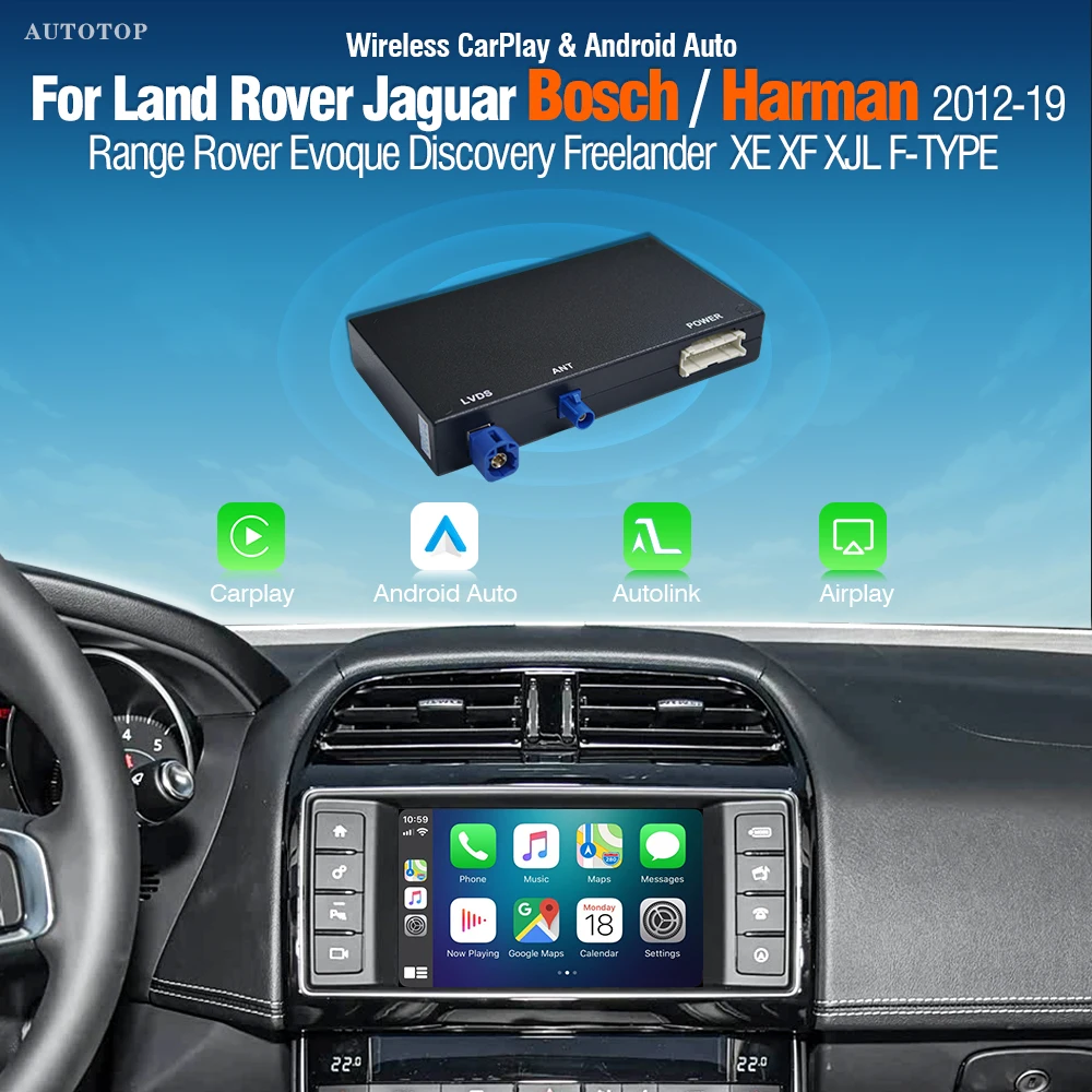AUTOTOP – décodeur sans fil Carplay Android Auto, pour Land Rover Jaguar Bosch Harman Evoque XE XF XJL, Module de voiture Mirror Link AUX BT