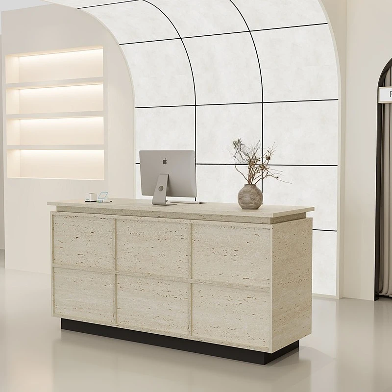 

Beauty salon Reception desk minimalist cave stone pattern reception counter aesthetic comptoire de magasin industrial furniture