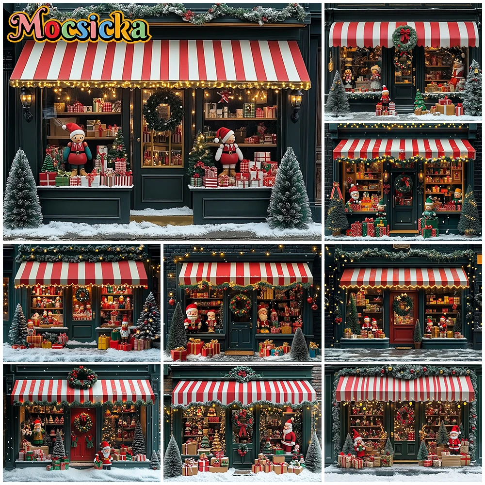 

Mocsicka Merry Christmas Backdrop New Year Party House Gifts Store Tree Decorations Winter Snow Birthday Background Studio Props