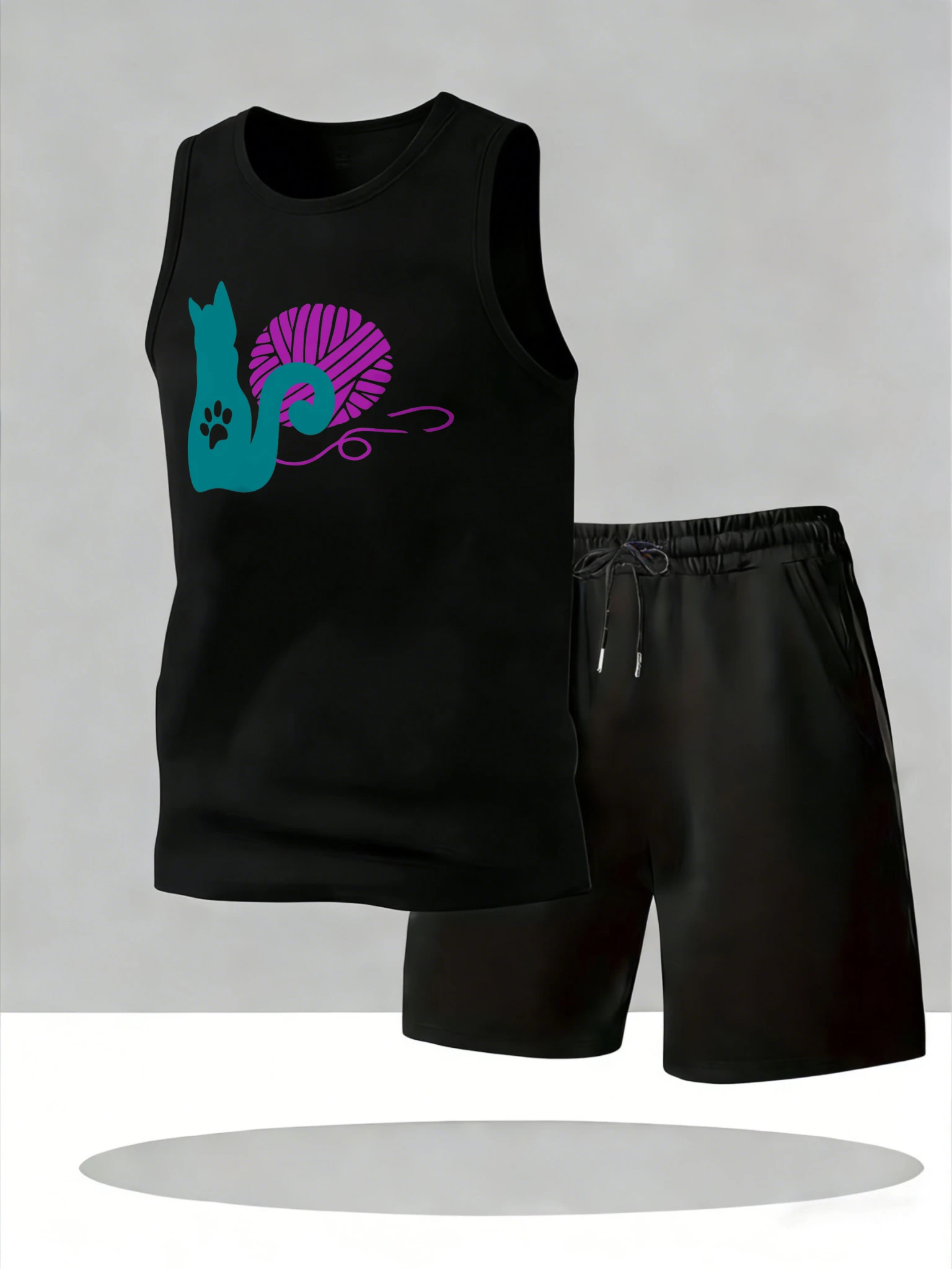 

Men's Tank Top Sets 2026 Summer Quick drying Breathable 2 piece set sports oversize running beach crewneck Y2k tracksuits