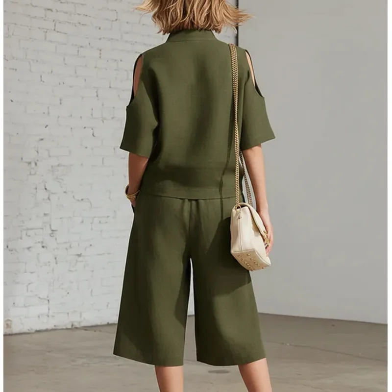 2026 Summer Cross border New Foreign Trade Women\'s Clothing Short Sleeve Shorts Shirt Loose Pants Two Piece Sets Casual clothes