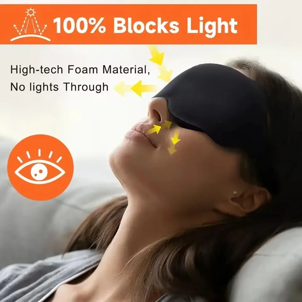 Adjustable 3D Contoured Sleep Mask Breathable Light Blocking Eye Shade Non Pressure Blindfold for Travel Night Sleeping Rest